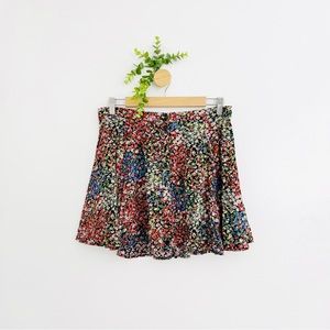 Urban Outfitters Black Floral Button Front Mini Skort